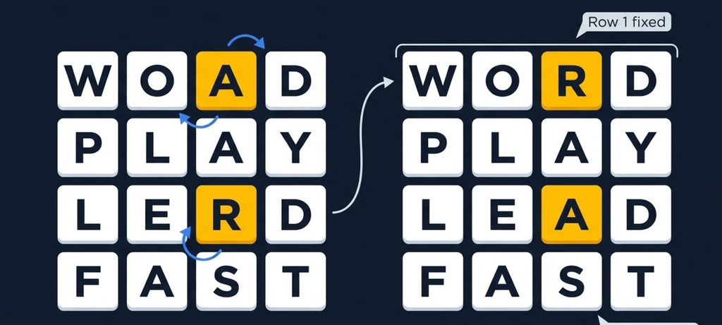 Tessera Classic 4×4 grid compared with the larger 5×5 Hard mode puzzle.